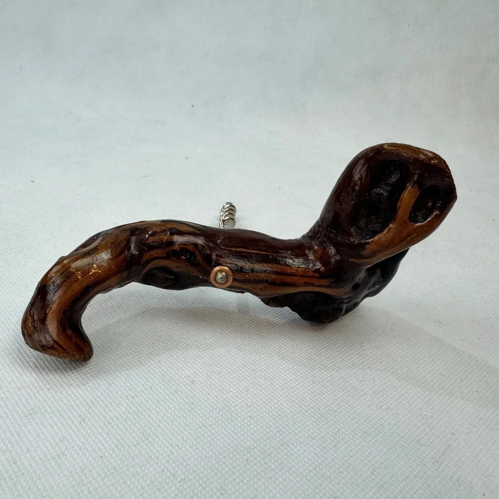 Vintage Natural Gnarled Wood Burl Handle Corkscrew Wine Bottle Opener‎ Rustic